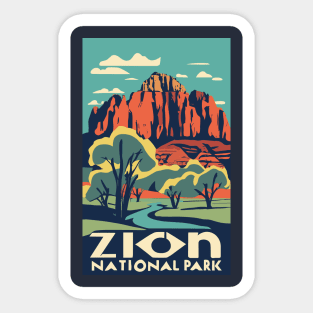 A Vintage Travel Art of the Zion National Park - Utah - US Sticker